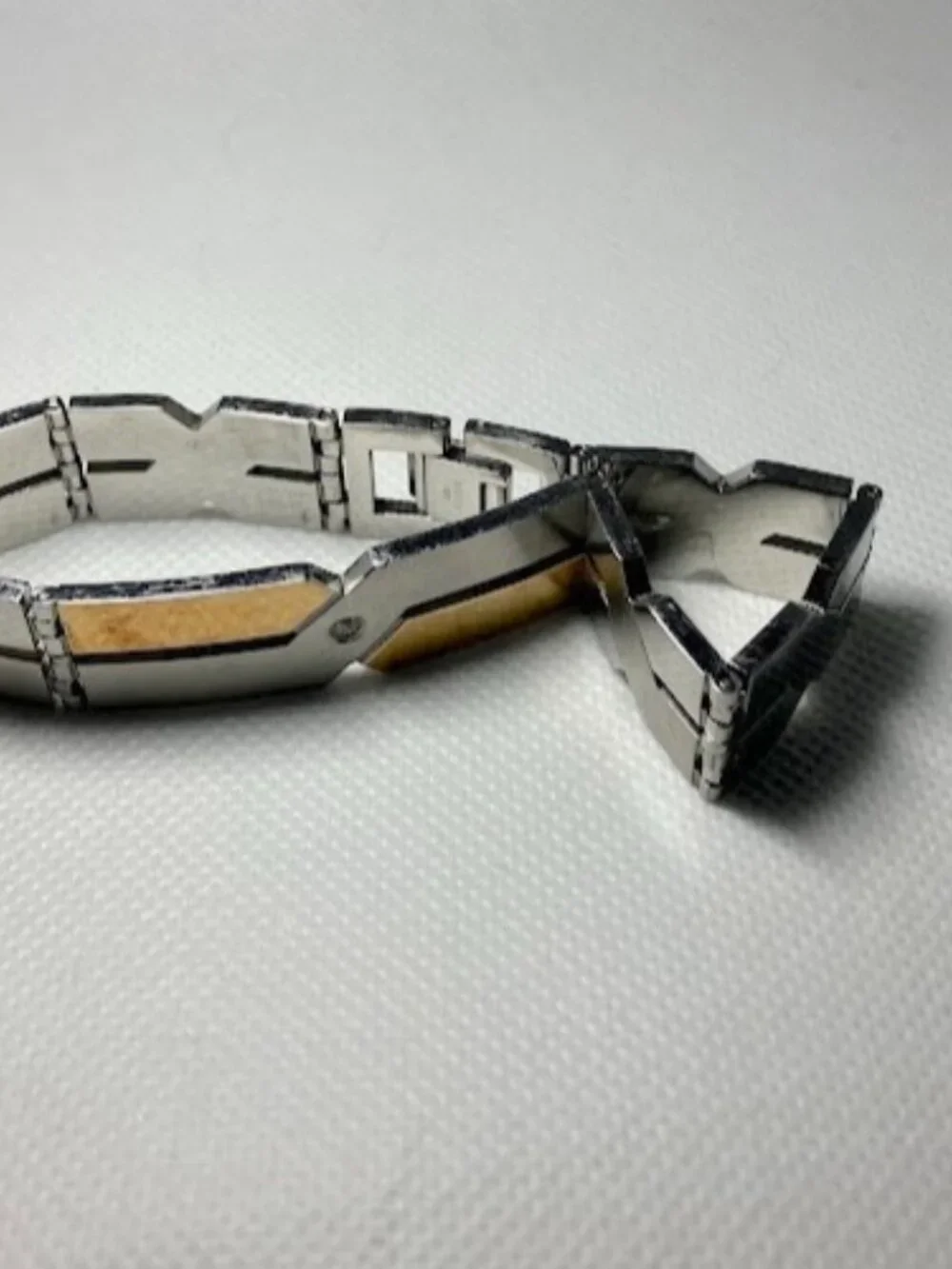 Dolan Bullock Vintage Mens Milan Diamond Two-Tone Bracelet 18k Stainless Steel